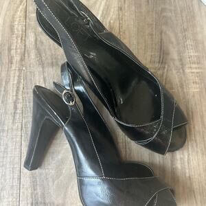 LOFT Classic Black Peep-Toe Heels